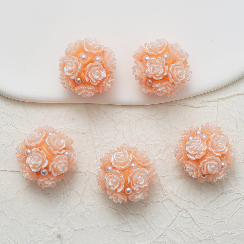 Embellished Flower Cluster Clay Beads 20mm Gradient Rose 10pcs 36