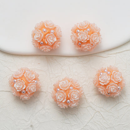 Embellished Flower Cluster Clay Beads 20mm Gradient Rose 10pcs 36