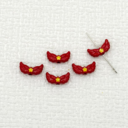 Angel Wing Metal Beads 14mm Painted Colorful Alloy 10pcs 17