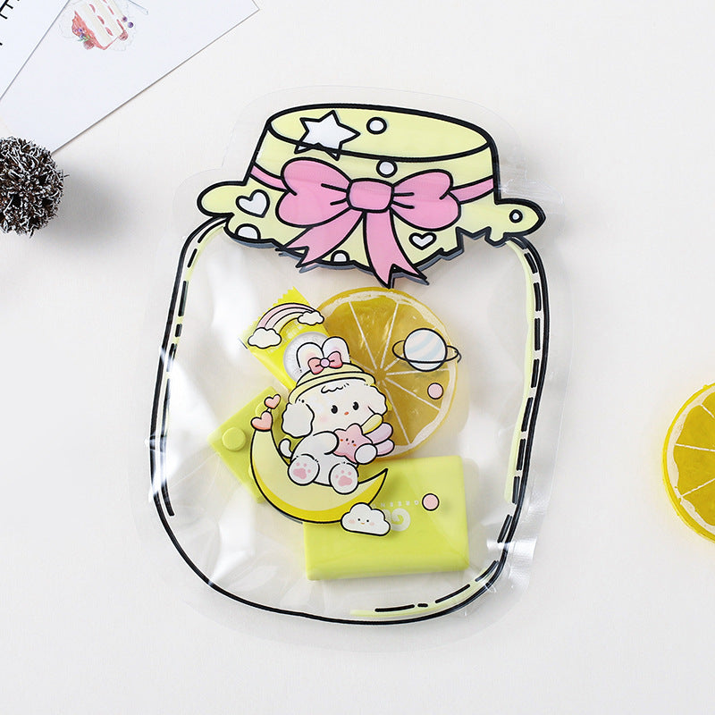 Transparent Candy Cane Pattern Top Seal Zip Lock Plastic Bags 13x17cm 10pcs 4