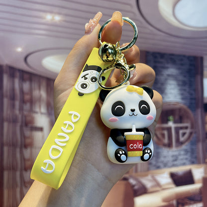 Cartoon Panda Keychain Cute PVC Material Playful Charm 9