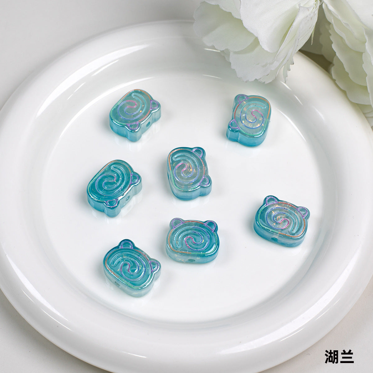 Spiral Pattern Bear Resin Beads 20mm Multicolor Translucent 10pcs 10