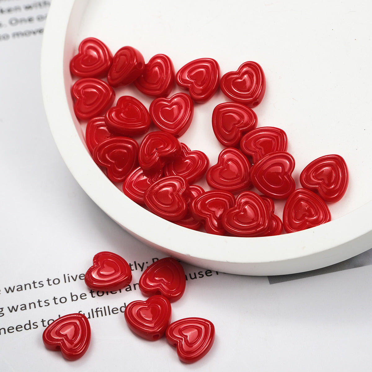 Mini Spiral Heart Acrylic Beads 11mm Colorful Mixed 50pcs 13
