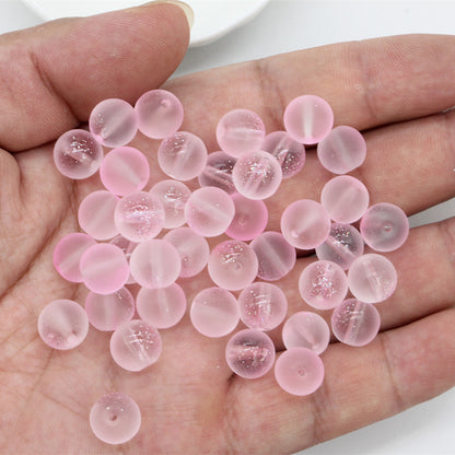 Frosted Transparent Round Glass Beads 10mm Soft Matte Finish 50pcs 14