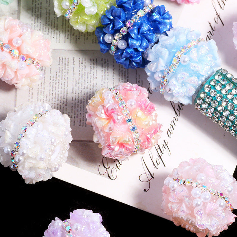 Flower Cluster Clay Beads 22mm Enlaced Pearl Lustre 5pcs 4
