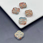 Transparent Clover Shape Glass Beads 14mm Soft Smoky Blue 100pcs 8