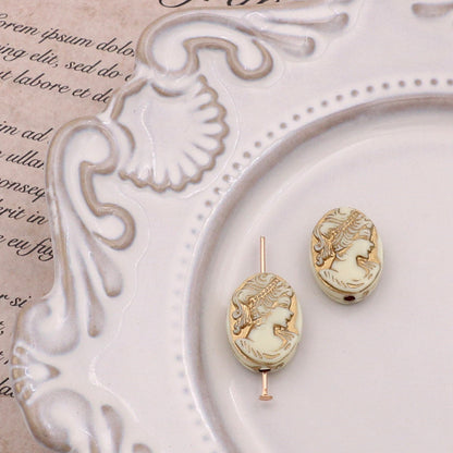 Gilded Beauty Avatar Acrylic Beads 18mm Artistic Vintage 30pcs 19