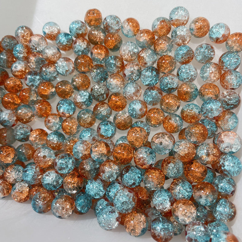 Crackle Round Glass Beads 10mm Vibrant Colors Sparkling Texture 100pcs 11