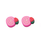 Flat Clay Beads 11mm Strawberry Cake Pink Swirl 100pcs 5