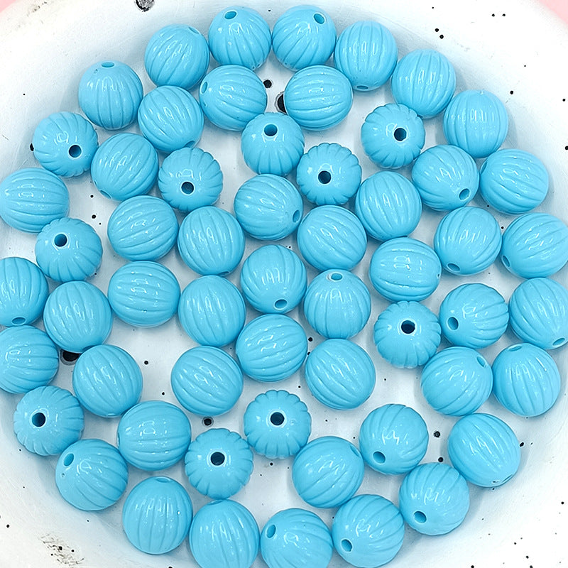 Painted Round Acrylic Beads 12mm Creamy Pumpkin Matte 100pcs 8