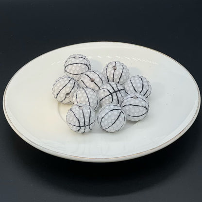 Sports Bubblegum Beads 20mm Basketball Pattern Acrylic 25pcs 11