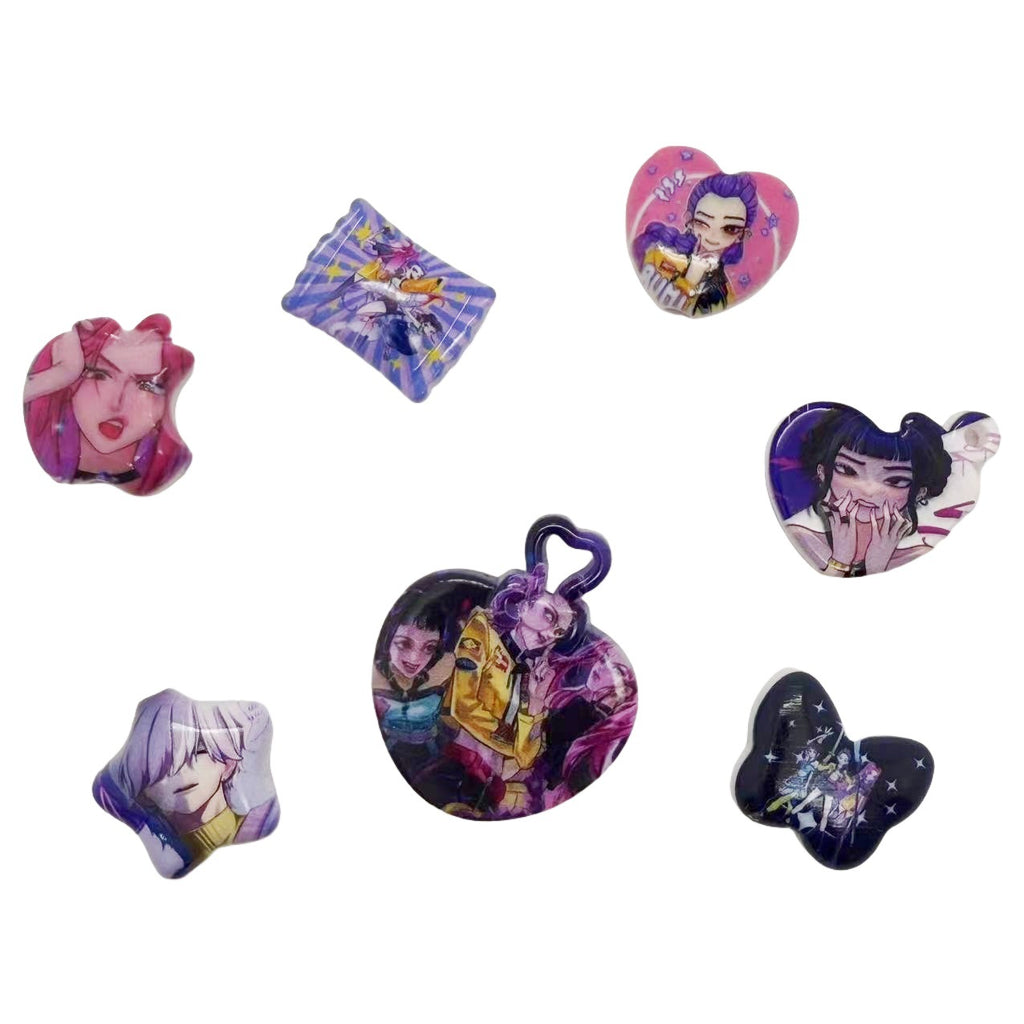 Mixed Shape Acrylic Beads Demon Hunters Printed Bold Colors 50pcs 5