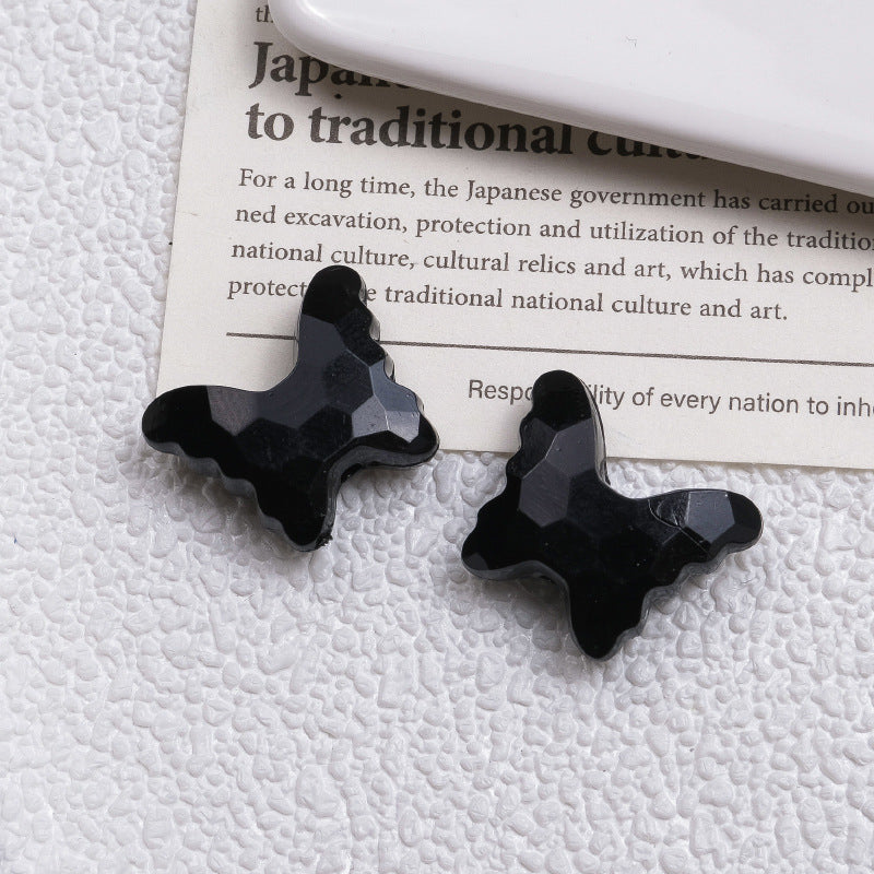 Faceted Butterfly Acrylic Beads 19mm Solid Color Bright 50pcs 10