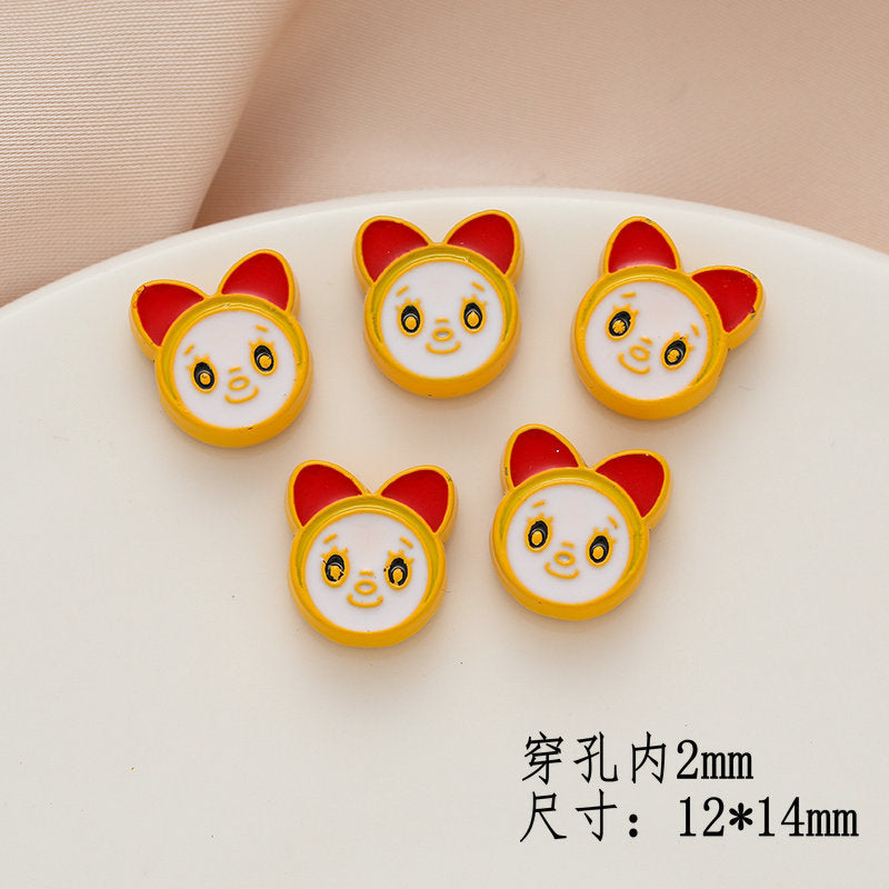 Cartoon Character Metal Beads Painted Enamel Alloy 10pcs 13