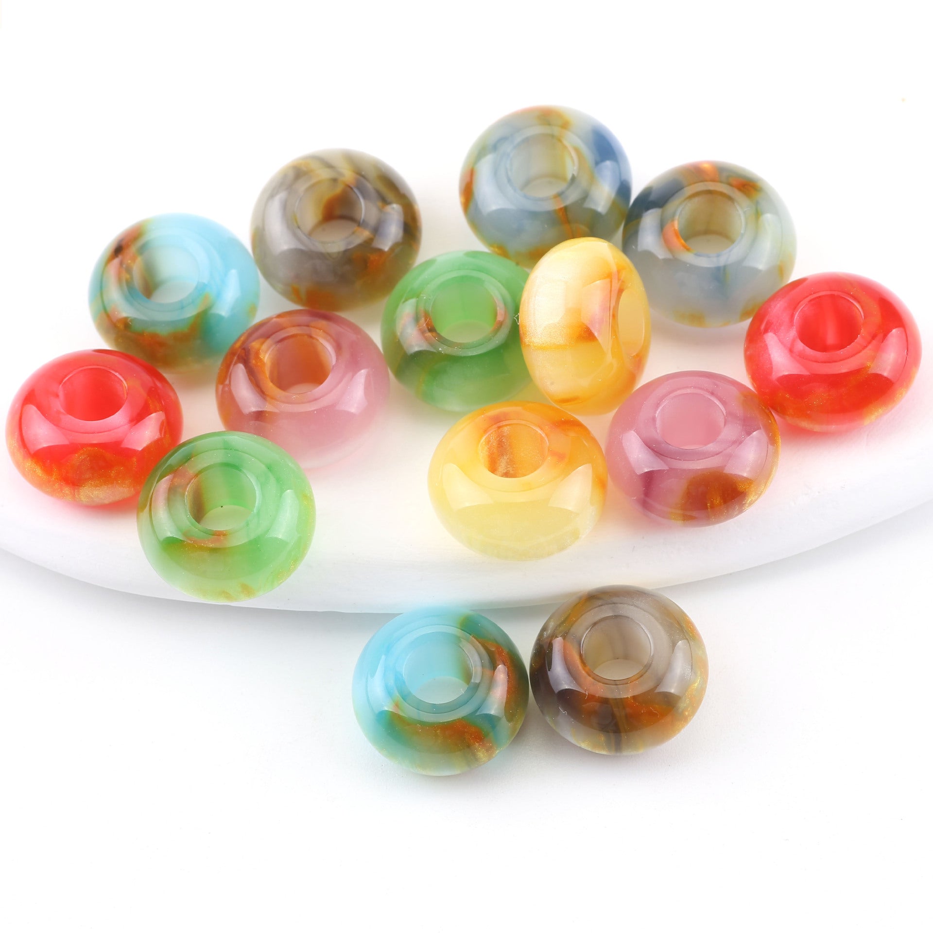 Resin Spacer Beads 14mm Antique Gild Texture 100pcs 4