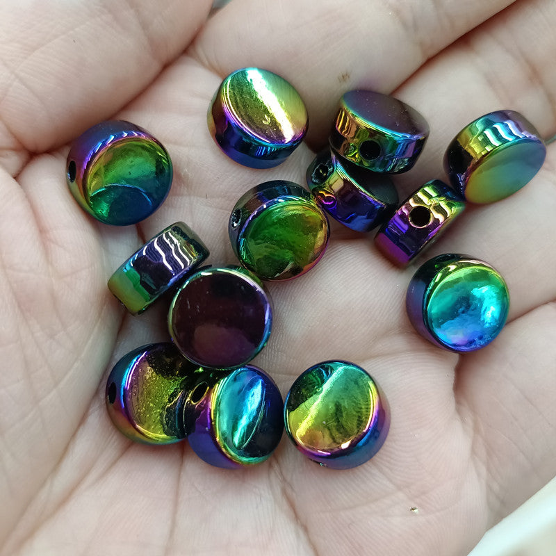 Plating Flat Round Acrylic Beads 12mm Solid Color 250pcs 5