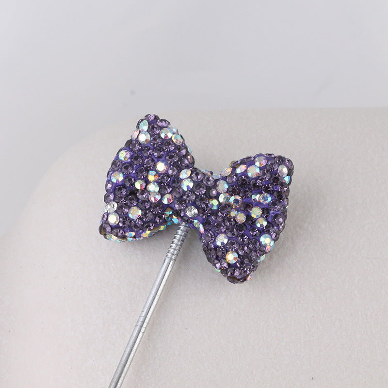 Rhinestone Bow Clay Beads 30mm Full Covered 5pcs 14