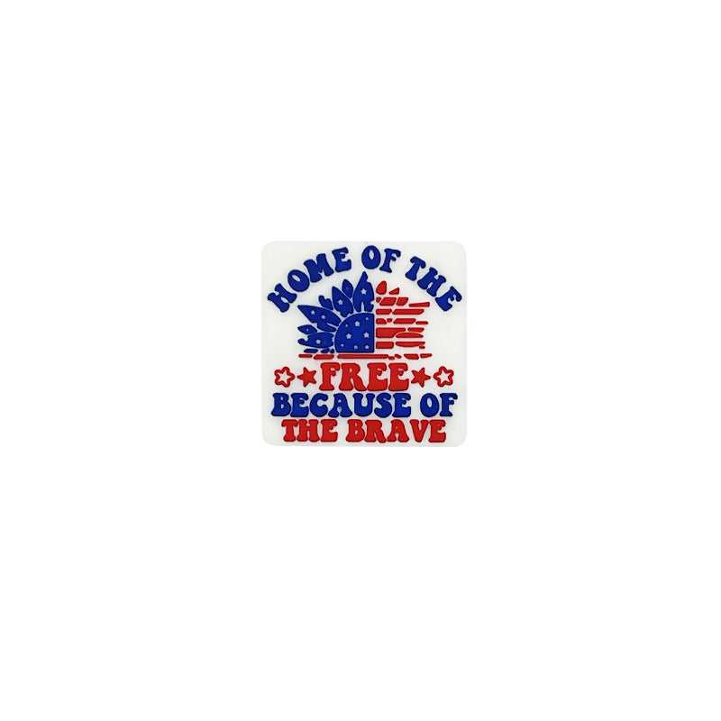Silicone Focal Beads Independence Day Patriotic Message Design 20pcs 10
