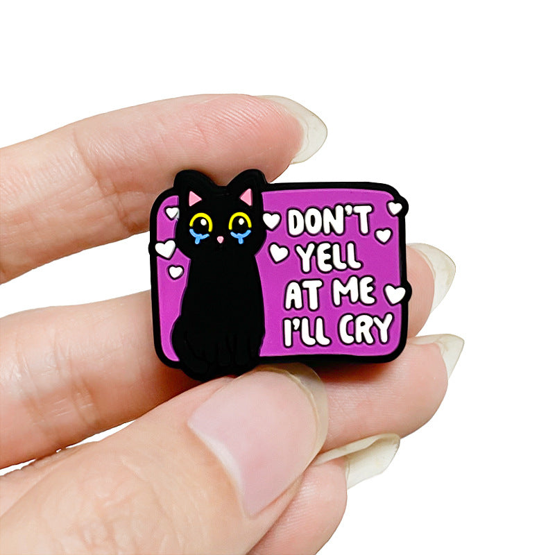 Silicone Focal Beads Tearing Kitten Purple Background with Text 20pcs 5