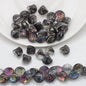 Electroplated Shell Glass Beads 10mm Glossy Ridged Surface 60pcs 14