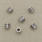 Flower Barrel Metal Beads 6mm Hollow Tibetan Silver Tone 2pcs 3