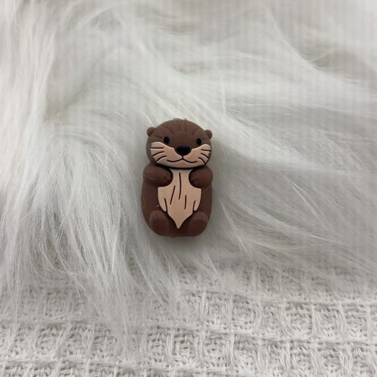 Silicone 3D Focal Beads Marmot Front View Detailed Posture 20pcs