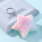 Plush Star Keychain Soft Pastel Cotton Candy Gradient