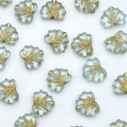 Clear Leaf Acrylic Beads 13mm Gild Embellished 100pcs 3