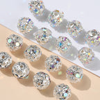 Floral Round Alloy Rhinestone Beads 6mm 8mm Silver Filigree 10pcs
