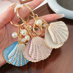 Alloy Rhinestone Shell Keychain with Diamond Pearl Inlay 10.9cm