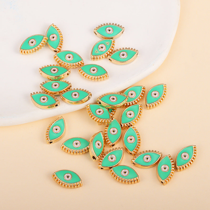 Irregular Shaped Metal Beads Double-Sided Enamel Evil Eye 20pcs 22