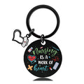 Stainless Steel Nurse Nursing Heart Cap Charm Color Printing Keychain 13