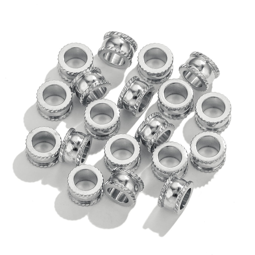 Stainless Steel Lace Spacer Beads 9mm Large Hole 20pcs 6