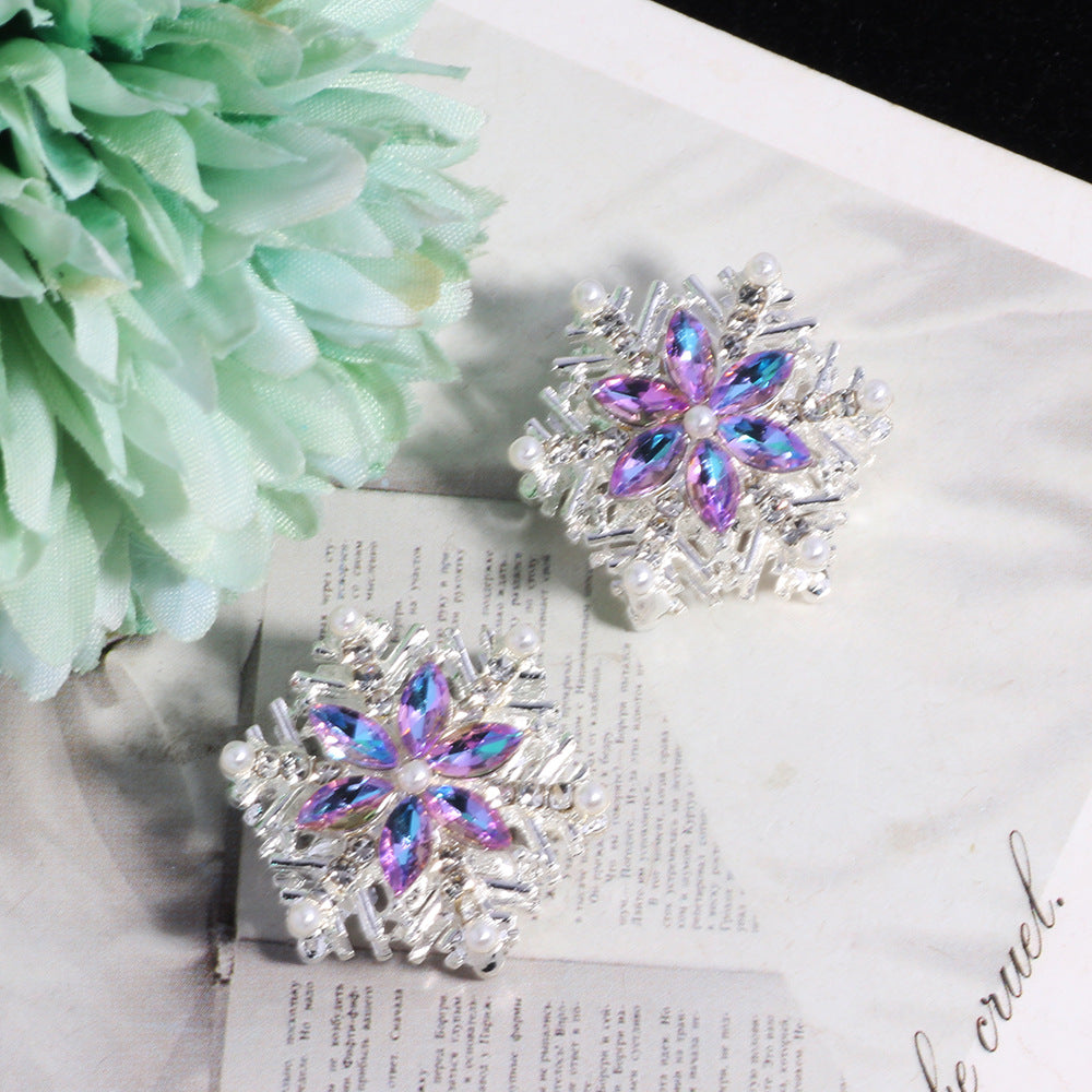 Duplex Snowflake Rhinestone Beads 23mm Iridescent Alloy 5pcs 6