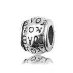 Heart Metal Beads Large Hole Antique Silver Tone 50pcs 6