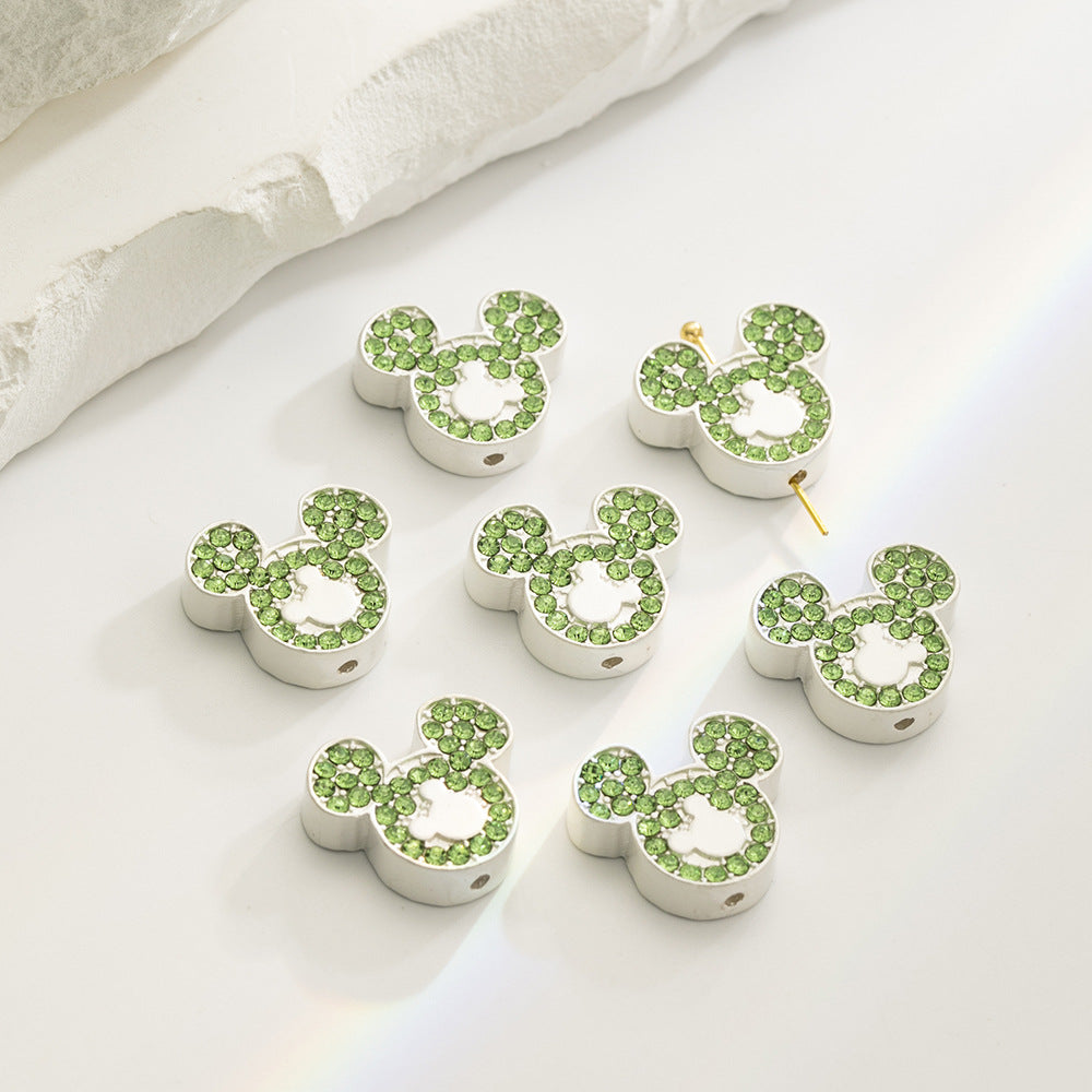 Double Sided Mickey Head Rhinestone Beads 11x16mm Zinc Alloy 10pcs 2