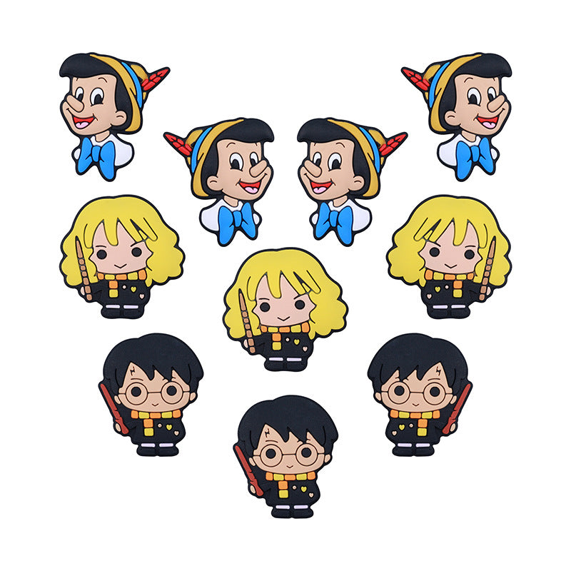 Silicone Focal Beads Anime Harry Potter Characters Holding Wands 20pcs