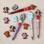Silicone Focal Beads Valentine'S Day Monster Holding Heart 20pcs 3