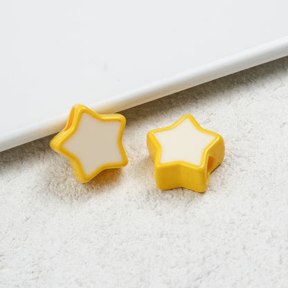 Painted Star Acrylic Beads 16mm Two-Color Enamel Glossy 20pcs 13