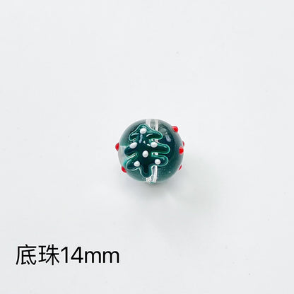 Hand Painted Christmas Enamel Glass Beads 12mm 14mm 1pc 36