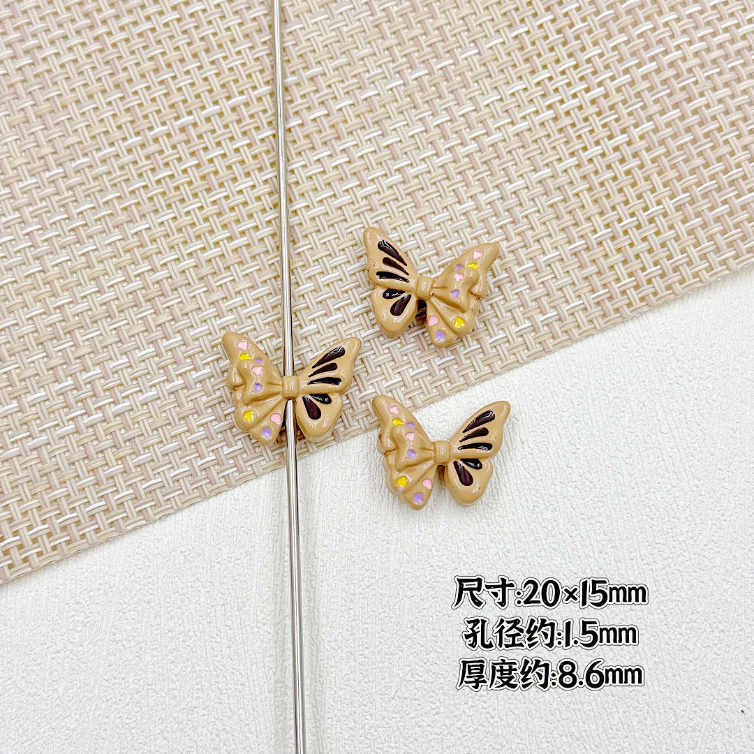 Flower Butterfly Metal Beads 16-20mm Baking Painted Glossy Finish 10pcs 20