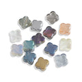 Electroplated Clover Glass Beads 10mm Metallic Colors 30pcs 6