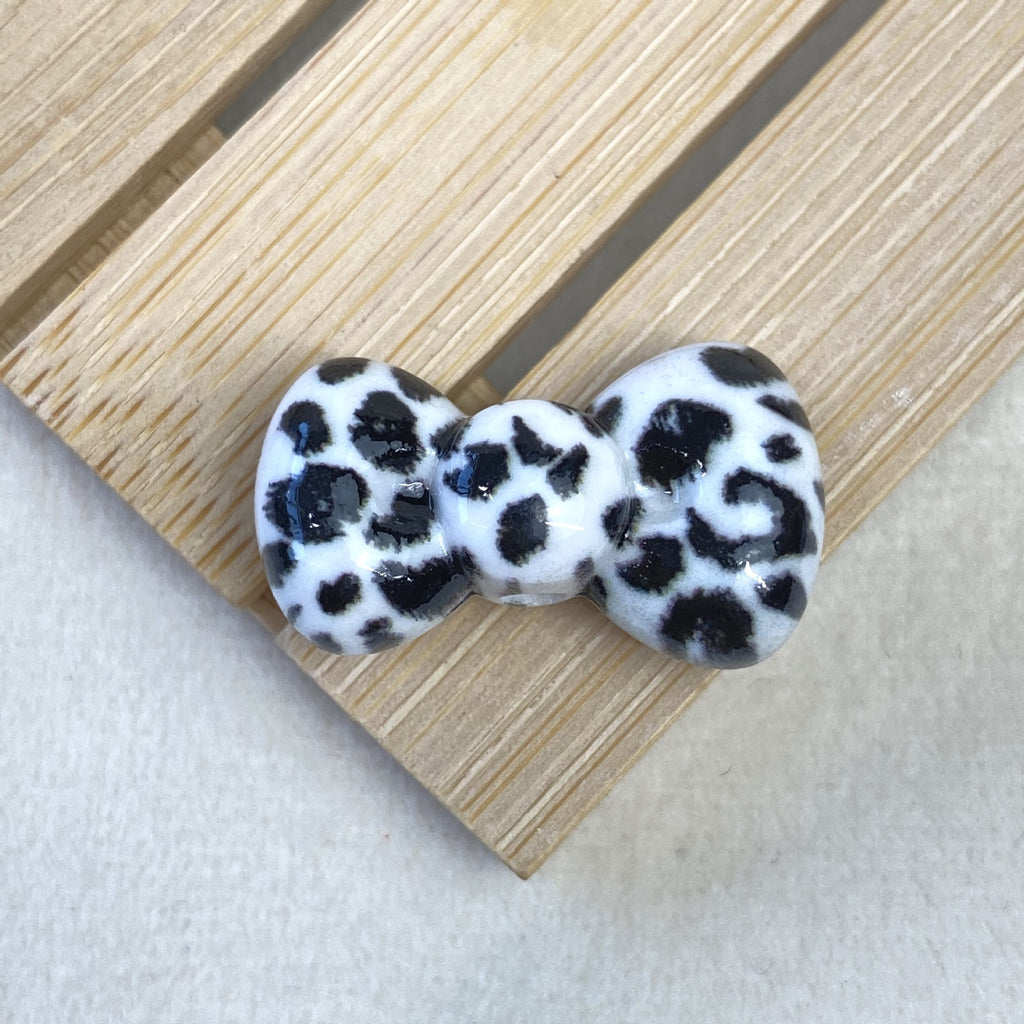 Leopard Print Bow Acrylic Beads 20mm Colorful Mixed 50pcs 6