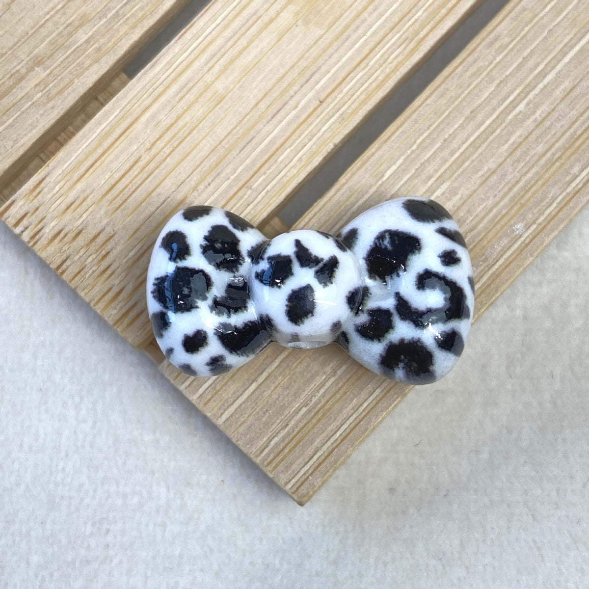 Leopard Print Bow Acrylic Beads 20mm Colorful Mixed 50pcs 6