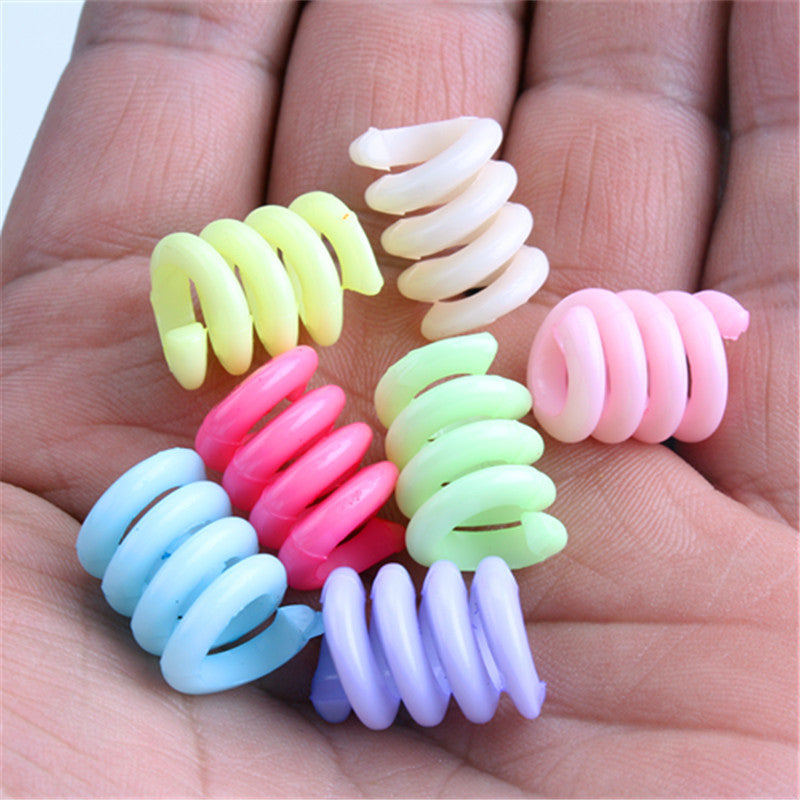 Spring Shaped Acrylic Beads 18mm Macaron Color Plastic Dreadlock 100pcs 3
