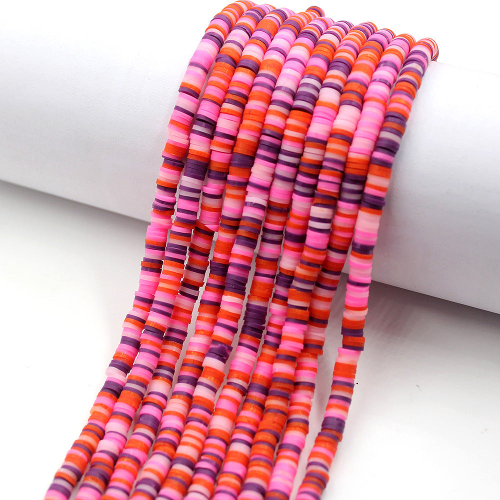 Flat Clay Beads 6mm Colorful Polymer Spacer Disc 10strands 33
