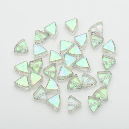 Electroplated Fan-Shaped Glass Beads 10mm Iridescent Pastel 30pcs 12