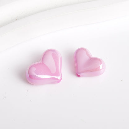 Solid Color Plating Heart Acrylic Flat Beads 13mm 17mm 250pcs 16