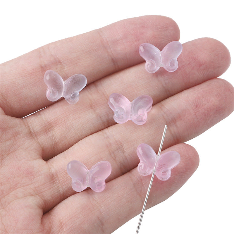 Transparent Butterfly Glass Beads 10x14mm Pastel Colors 20pcs 10