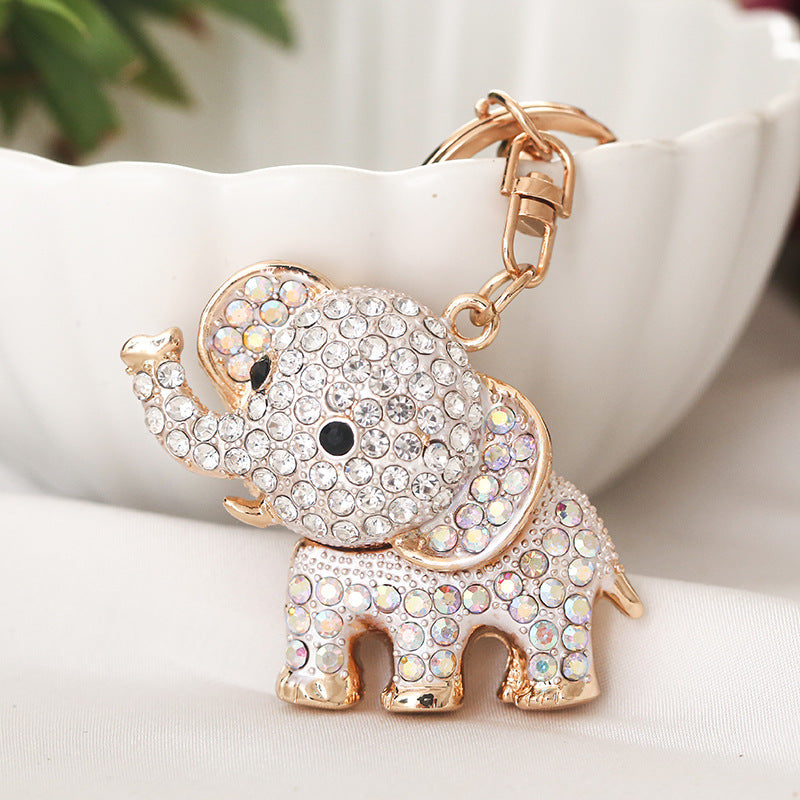 Rhinestone Elephant Keychain Metal Alloy Cute Colorful Charm 8
